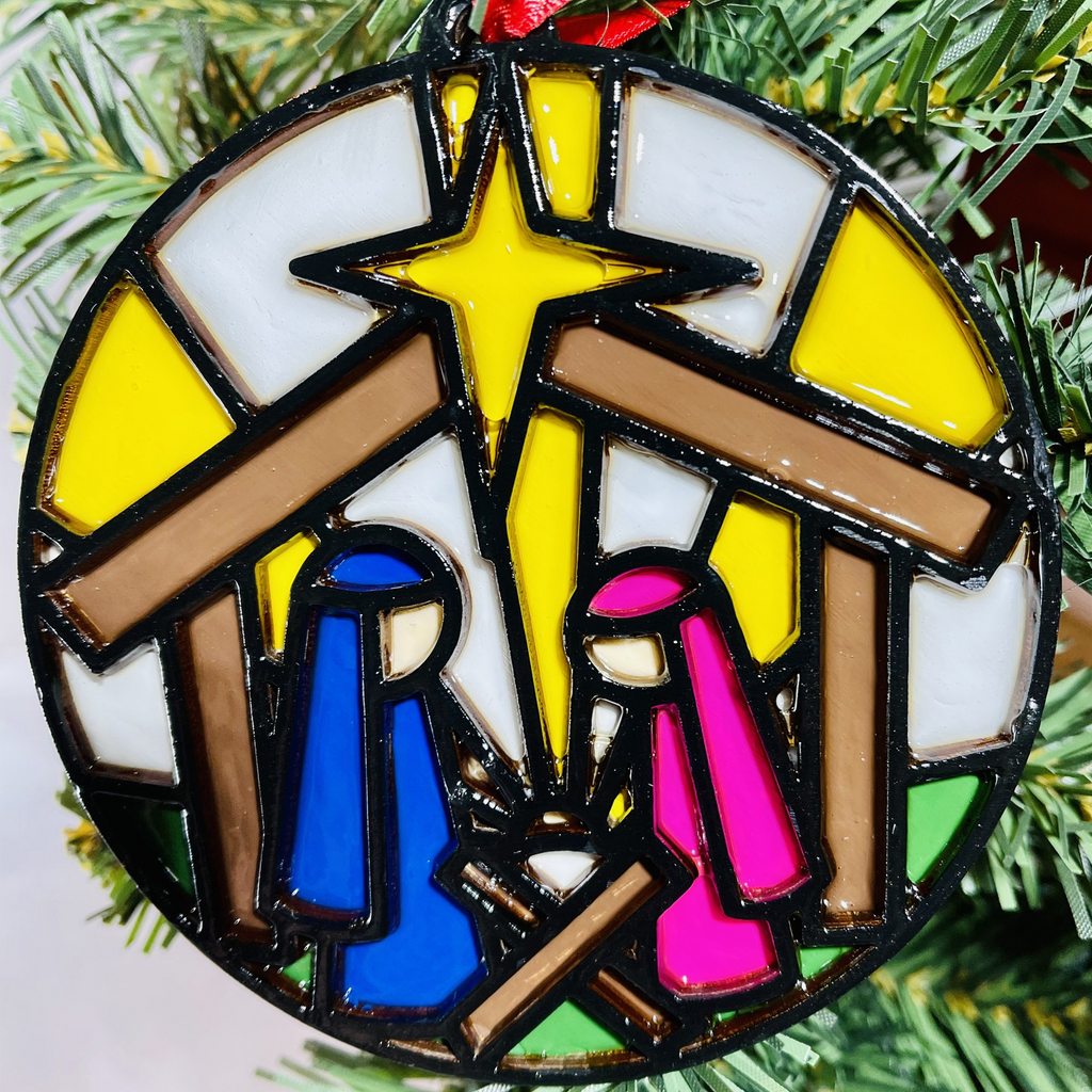 Wooden Stained Glass Ornament